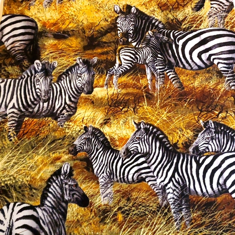 Zebras in the Savanah Fabric Trevor V. Swanson David Textiles Quilt Fabric 44x37